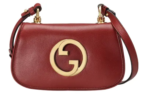 GUCCI Blondie Leather Portable Crossbody Bag, Shoulder Bag Mini Women's Dark Red