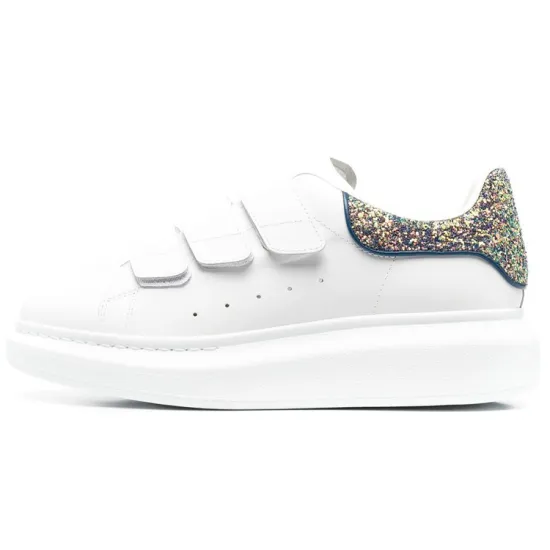 Alexander McQueen Oversized Triple Strap Sneaker 'White Glittered' Women's