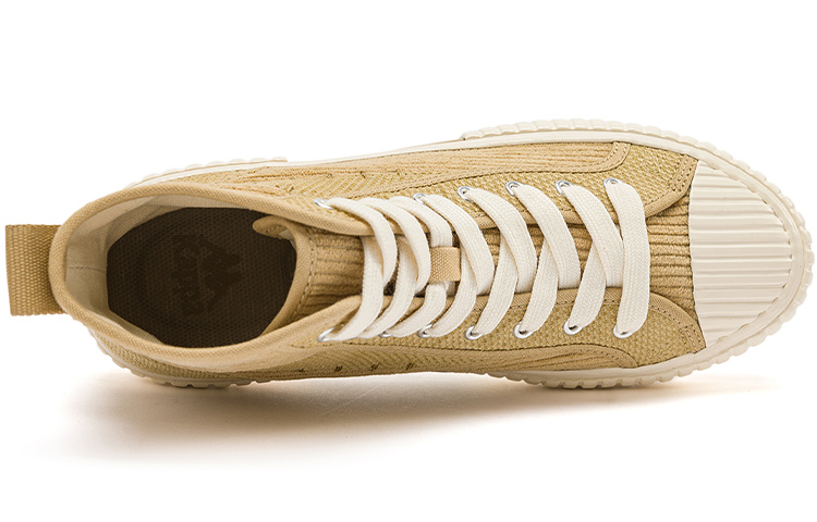 Kappa Corduroy High top Skateboard Shoes Unisex Gray Umber White