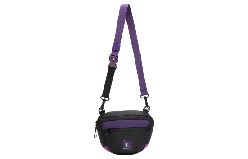 Li Ning CF Fabric One Shoulder Handbag, Crossbody Bag Regular Unisex Black Purple Contrast