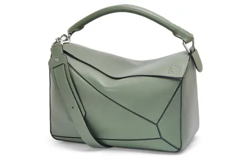 LOEWE Puzzle Calfskin Portable Crossbody Bag, Shoulder Bag Large Men's Deep Sage Green