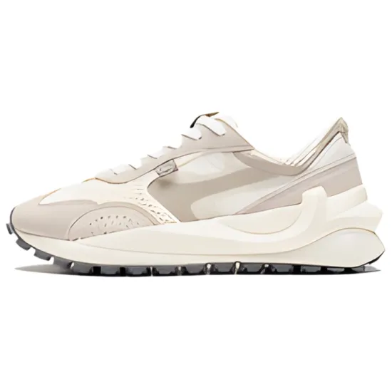 LINING Square Casual Shoes Women's Low-Top Vanilla White/Cloud Rain Gray
