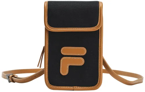 FILA FUSION PU, Textile Cell Phone Pouch Crossbody Bag Regular Women's Pitch Black