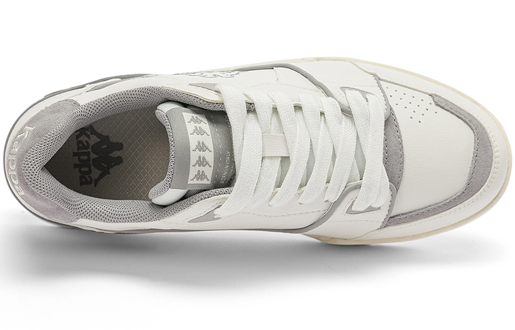 Kappa Textile, Synthetic Leather Lightweight, Wear resistant, And Non slip Low top Skateboard Shoes Unisex White Gray