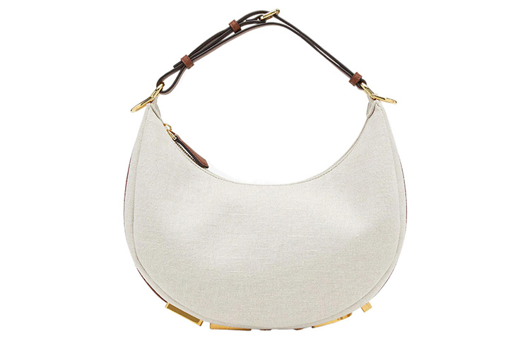 FENDI Fendigraphy Canvas Crescent Bag, Shoulder Bag, Handbag Women's White