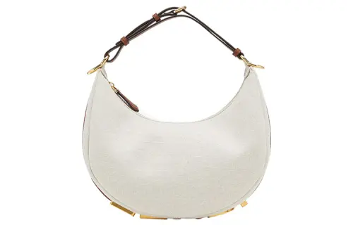 FENDI Fendigraphy Canvas Crescent Bag, Shoulder Bag, Handbag Women's White