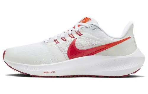 Nike Air Zoom Pegasus 39 Comfortable and lightweight fabric shock-absorbing, non-slip and wear-resistant low-cut running shoes, women's white and red