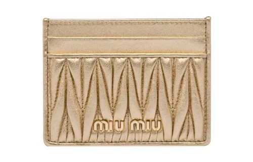 MIU MIU Panna Soft Leather Card Holder Women's White Gold