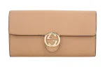 GUCCI Luggage Cow Leather Wallet Women's Milk Tea
