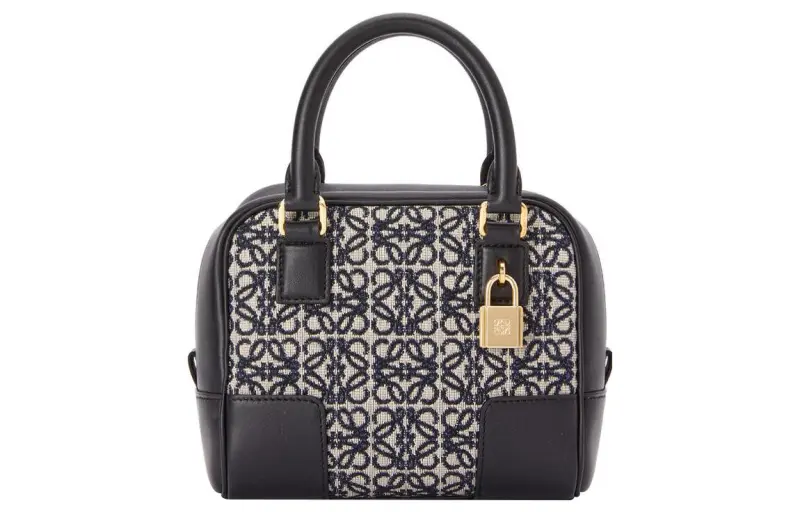 LOEWE Amazona Leather Trim Small Square Bag, Handbag, Shoulder Bag, Crossbody Bag Mini Women's Marine Blue/Black