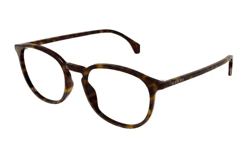 GUCCI Plate Square Prescription Glasses Unisex Tortoiseshell