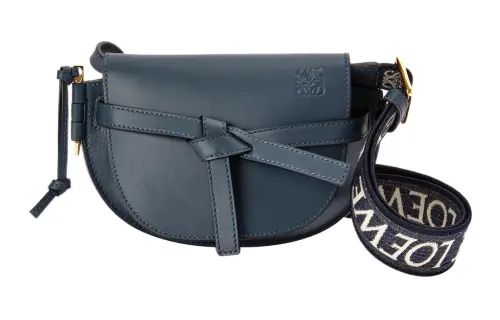 LOEWE Gate Cow Leather Saddle Bag, Crossbody Bag Mini Women's Agate Blue