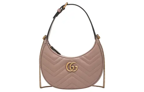 GUCCI Leather Crescent Bag Shoulder Bag Women's Leather Pink