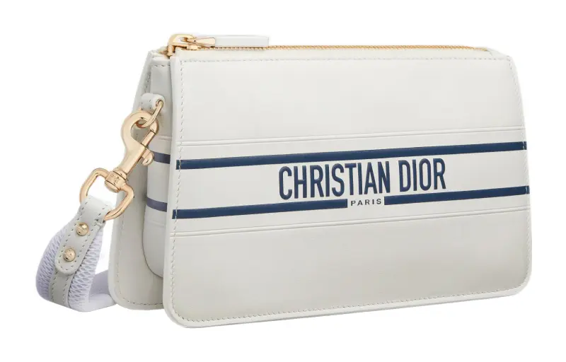 DIOR Cow Leather Clutch Regular Women's White