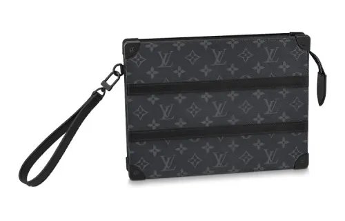 LOUIS VUITTON Trunk Coated Canvas With Cow Leather Clutch Regular Men's Black