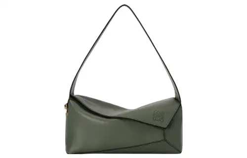 LOEWE Puzzle Hobo Calfskin Hobo Bag, Handbag, Shoulder Bag Women's Olive Green