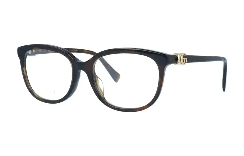 GUCCI Plate Irregular Shape Prescription Glasses Unisex Tortoiseshell