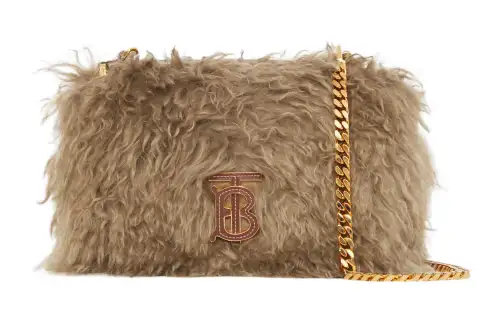 Burberry Lola Bag Leather Shoulder Bag, Crossbody Bag Small Women's Coffee Camel