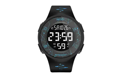 Disney Disney, digital watch, black watch, summer universal trend dial, electronic silicone black watch strap for men and women