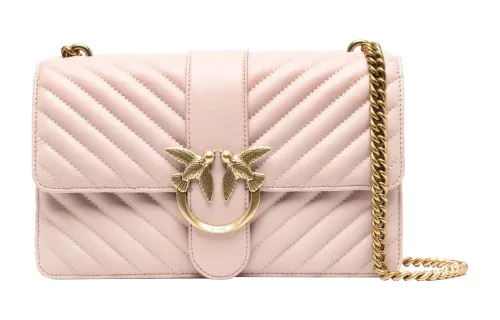 PINKO One Chevron Leather Swallow Bag, Crossbody Bag Women's Pink