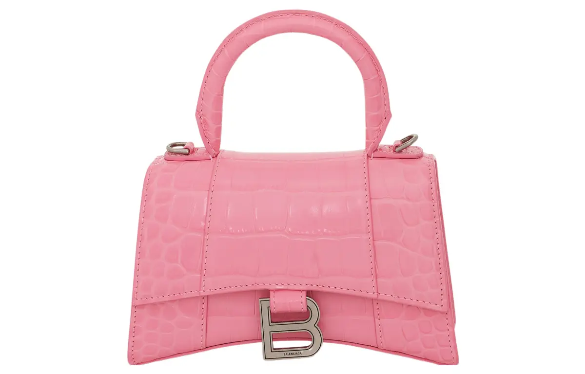 Balenciaga Hourglass Calfskin Hourglass Bag, Portable Crossbody Bag, Shoulder Bag Mini Women's Fuchsia