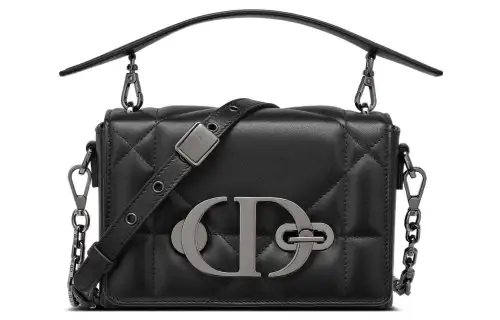 DIOR 30 Montaigne Matte Lambskin Box Bag Handbag Women's Black
