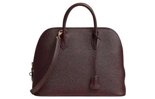HERMES Bolide Epsom Leather Handbag Women's Saddle Red/Raspberry