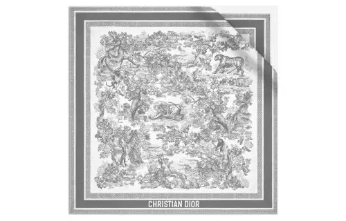 DIOR Silk Scarf Women's Ivory/Gray