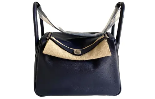 HERMES Lindy Evercolor Calfskin Handbag 30 Women's 2Z Bleu Nuit Midnight Blue