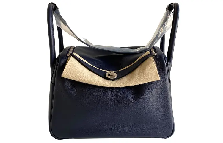 HERMES Lindy Evercolor Calfskin Handbag 30 Women's 2Z Bleu Nuit Midnight Blue