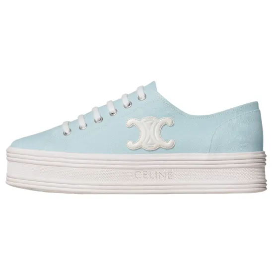 CELINE Canvas Shoes Women's Low-Top Light Blue
