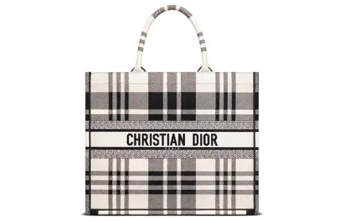 DIOR BookTote Embroidery Tote Bag, Shopping Bag, Handbag Large Women's Black/White