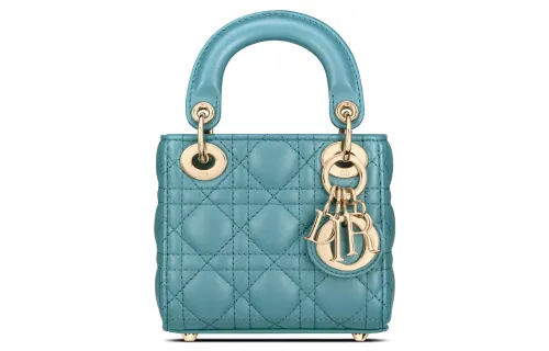 DIOR Lady Dior Sheepskin Handbag Extra Mini Women's Sky Blue