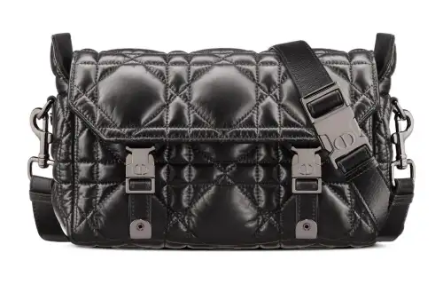 DIOR DiorCamp Cow Leather Messenger Bag, Shoulder Bag, Crossbody Bag Small Women's Black Silver