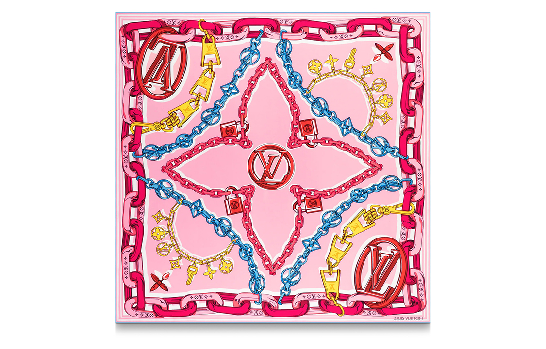 LOUIS VUITTON Mulberry Silk Scarf Women's Rose Red