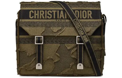 DIOR DiorCamp Distressed Canvas Bag, Messenger Bag, Shoulder Bag, Crossbody Bag Regular Unisex Army Green