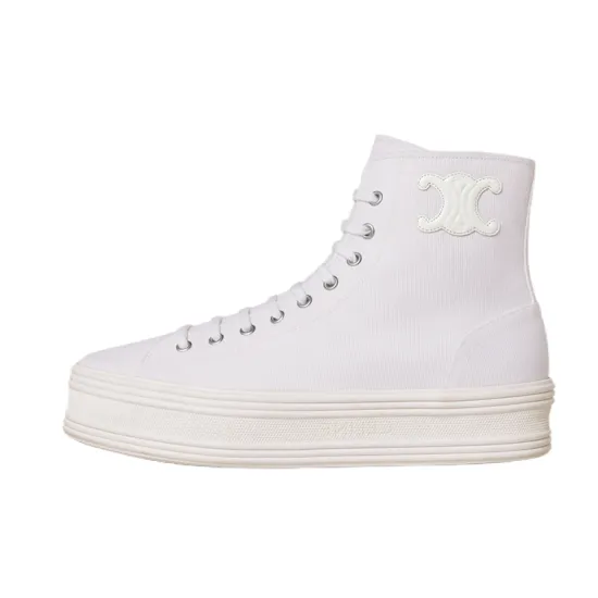 CELINE Canvas Shoes Women's High-Top White