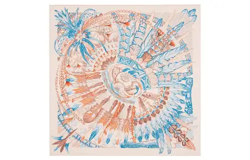 HERMES Scarves Women's Rose/Blue