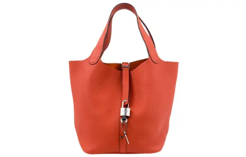 HERMES Picotin Lock Maurice Bullock Leather Basket Bag, Bucket Bag, Handbag 22 Women's R1 Terre Battue Red Earth