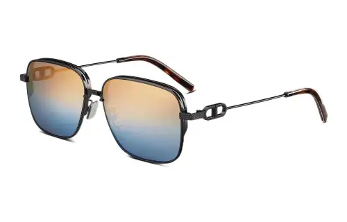DIOR Metal Square Sunglasses Men's Gold Blue Gradient