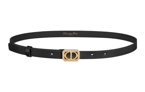 DIOR 30 Montaigne Leather Belts Women's Black