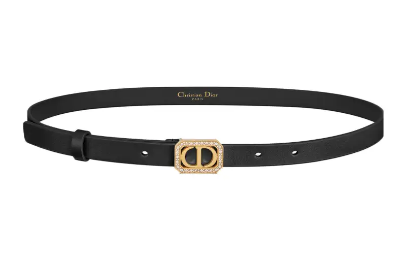 DIOR 30 Montaigne Leather Belts Women's Black