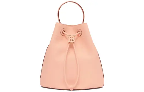 Burberry Calfskin Bucket Bag, Portable Crossbody Bag, Shoulder Bag Small Women's Candy/Peach Pink