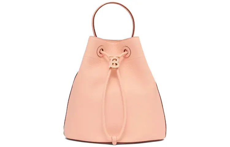 Burberry Calfskin Bucket Bag, Portable Crossbody Bag, Shoulder Bag Small Women's Candy/Peach Pink