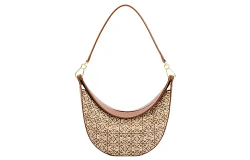 LOEWE Small Luna Bag In Anagram Jacquard And Classic Calfskin Tan/Pecan