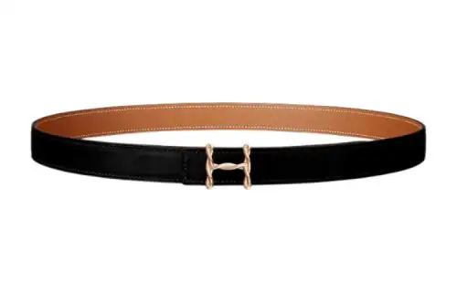 HERMES H Torsade Metal Calfskin Leather Belts Women's 2.4cm