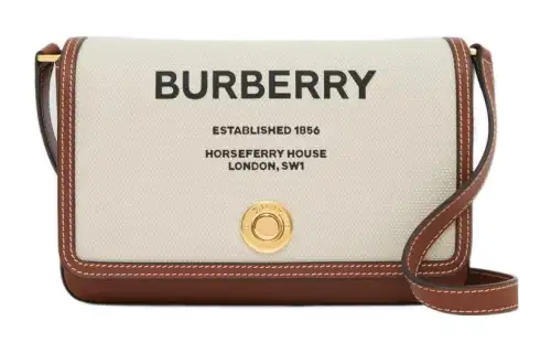 Burberry Horseferry Print Canvas And Leather Note Bag Mini Natural/Tan