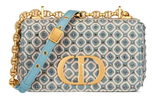 DIOR Caro Embroidery Crossbody Bag Small Women's Sky Blue