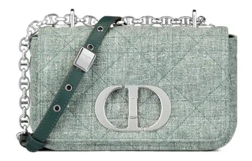 DIOR Caro Linen Crossbody Bag Small Women's Green