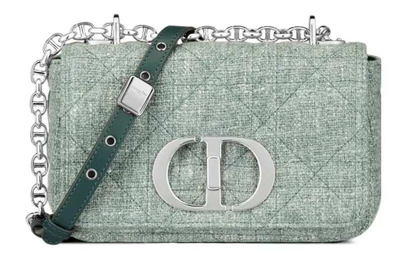 DIOR Caro Linen Crossbody Bag Small Women's Green